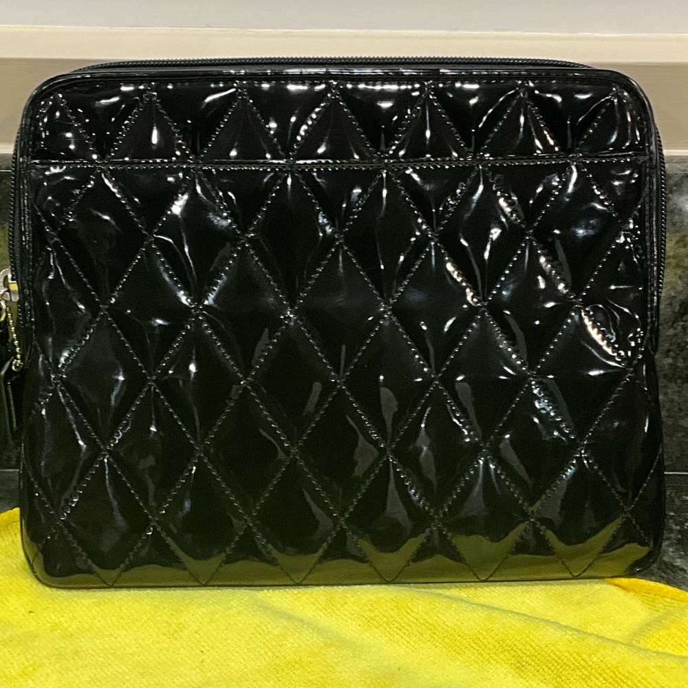 Coach Black Quilted IPad  Bag Clutch   ON HOLD KASS